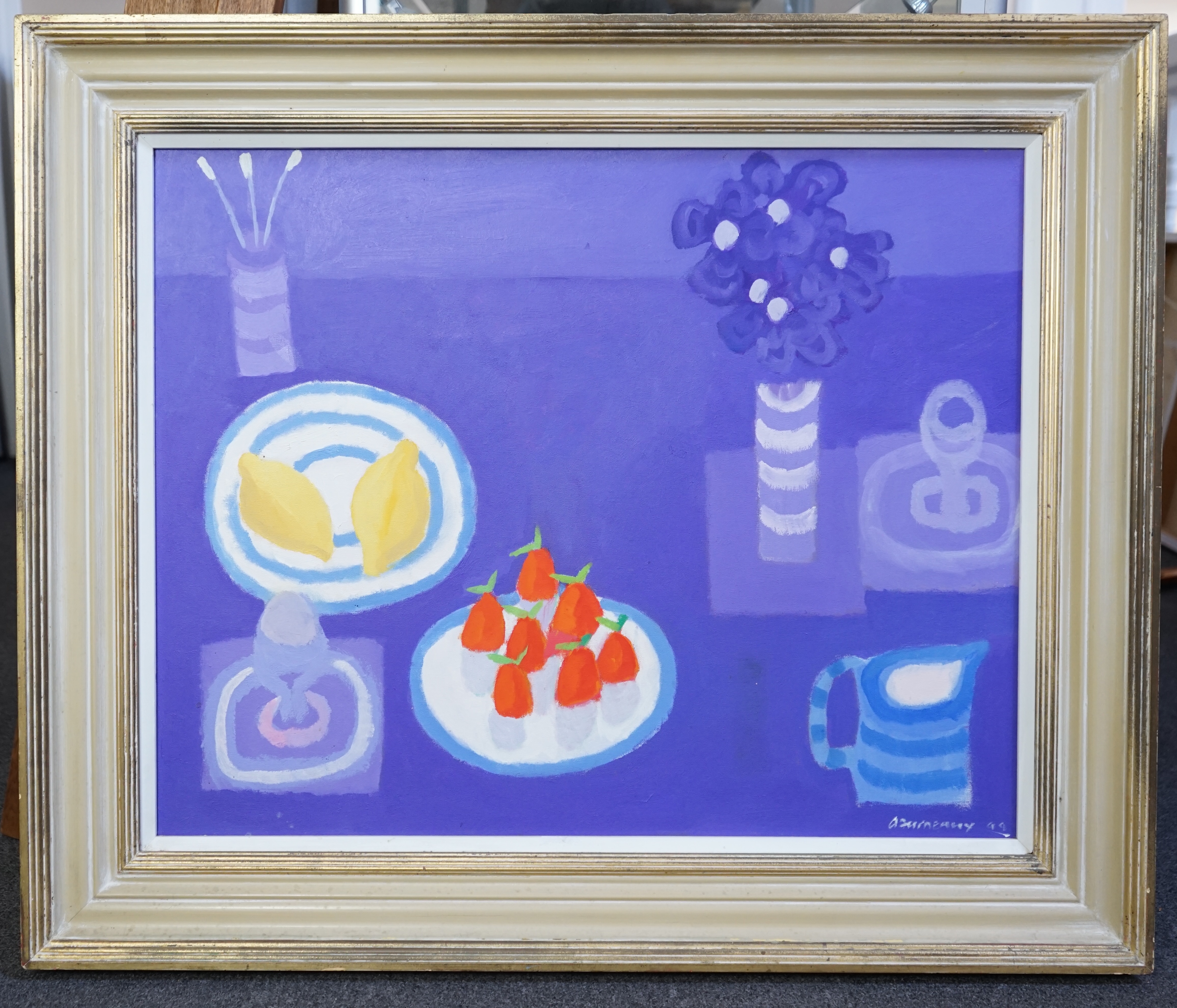 Alan Furneaux (English, 1953-), 'Strawberries and lemons', oil on canvas, 60 x 75cm